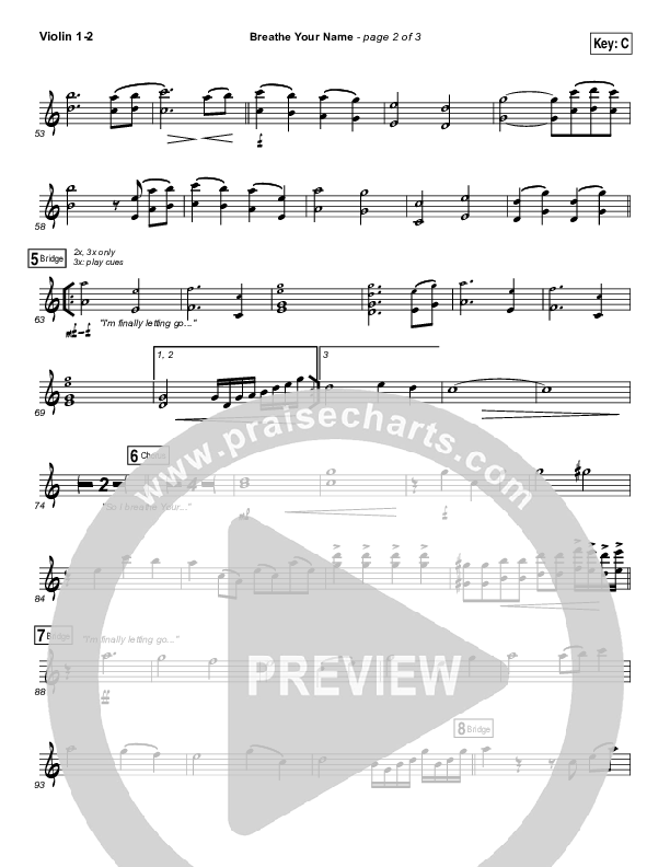 Breathe Your Name Violin 1/2 (Israel Houghton)