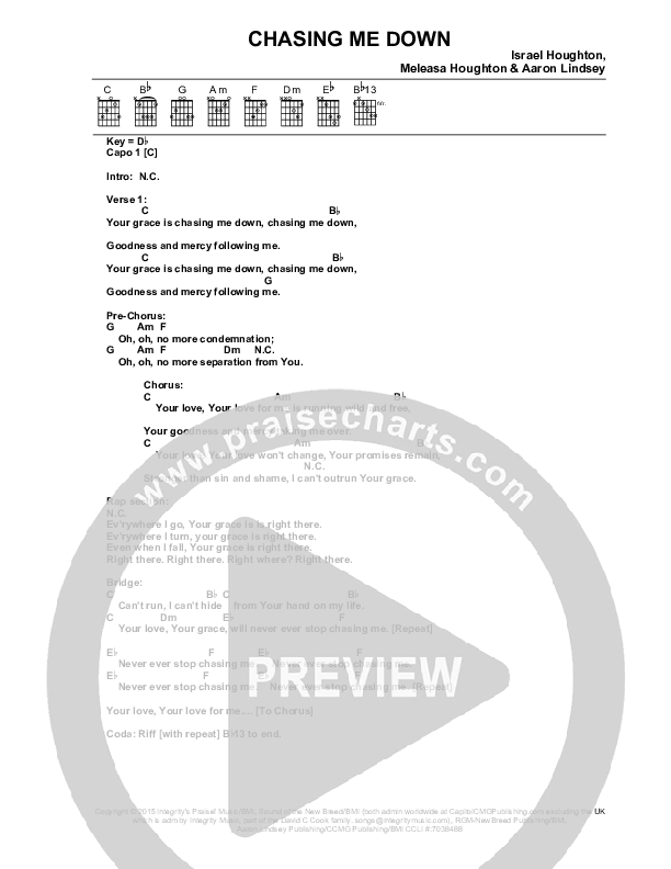 Chasing Me Down Chord Chart (Israel Houghton)