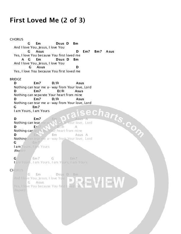 First Loved Me Chord Chart (Israel Houghton)