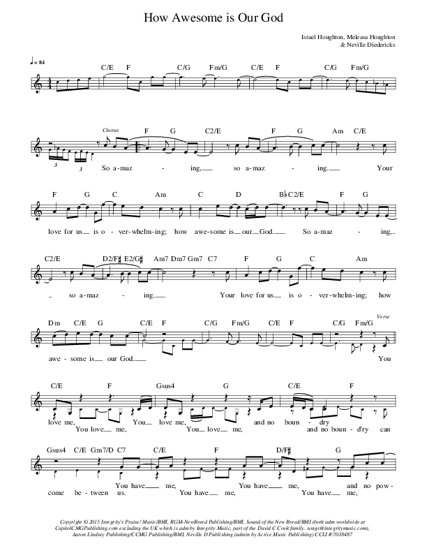 How Awesome Is Our God Lead Sheet (Israel Houghton)