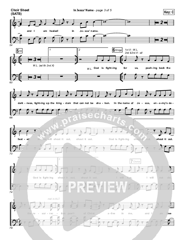 In Jesus' Name Choir Sheet (SATB) (Israel Houghton)