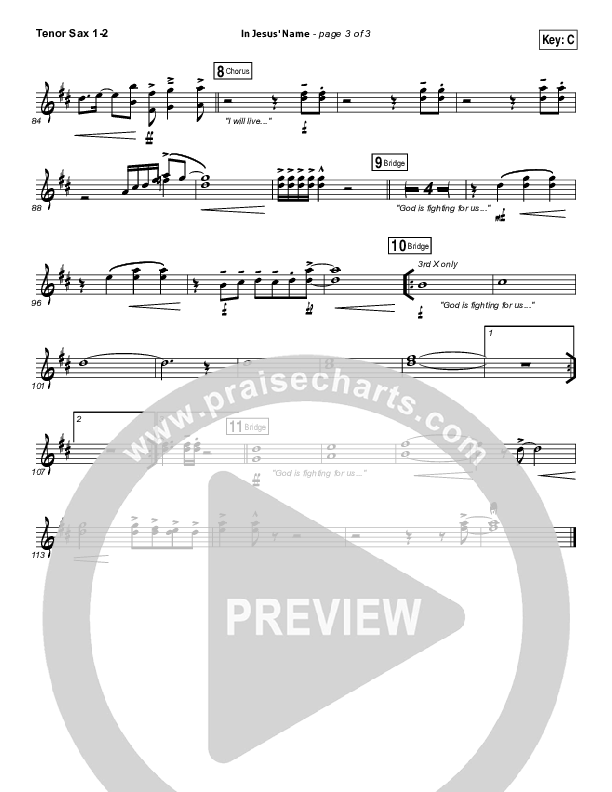 In Jesus' Name Tenor Sax 1/2 (Israel Houghton)