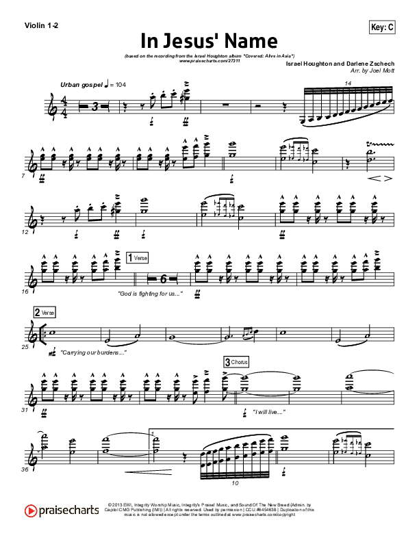In Jesus' Name Violin 1/2 (Israel Houghton)