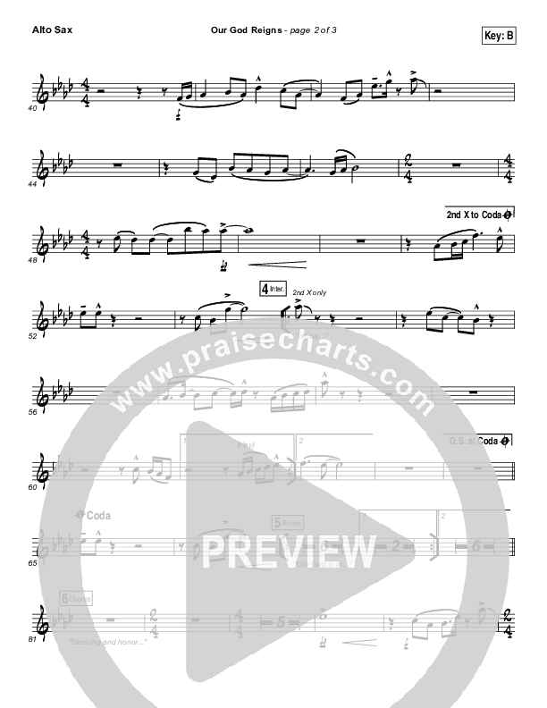 Our God Reigns Alto Sax (Israel Houghton)