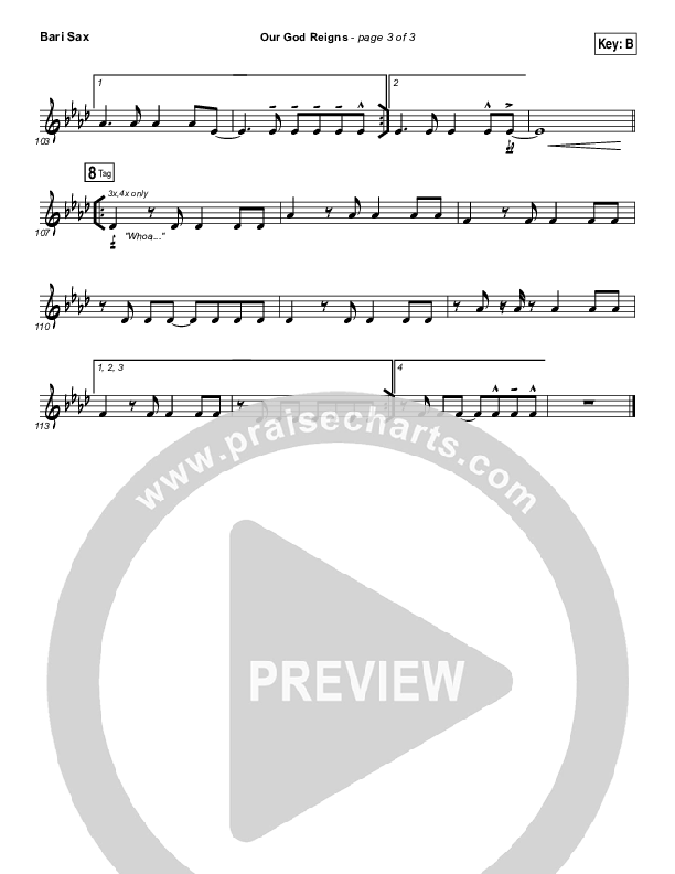 Our God Reigns Bari Sax (Israel Houghton)