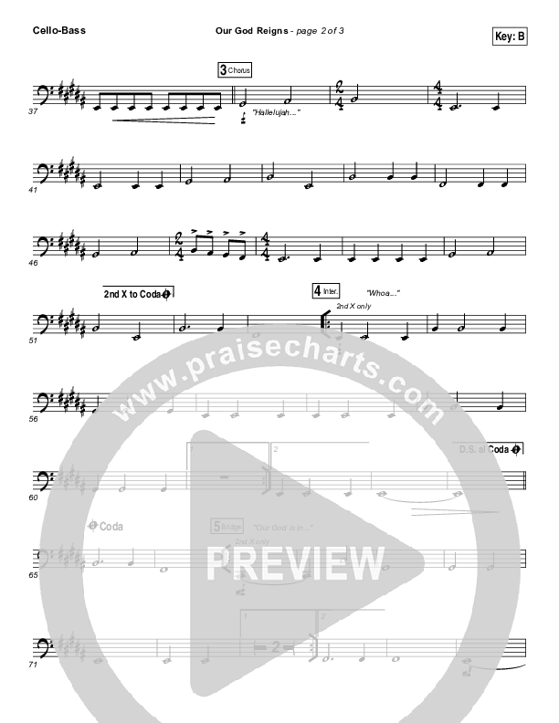 Our God Reigns Cello/Bass (Israel Houghton)