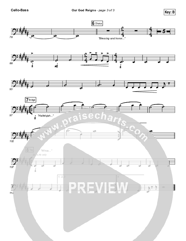 Our God Reigns Cello/Bass (Israel Houghton)