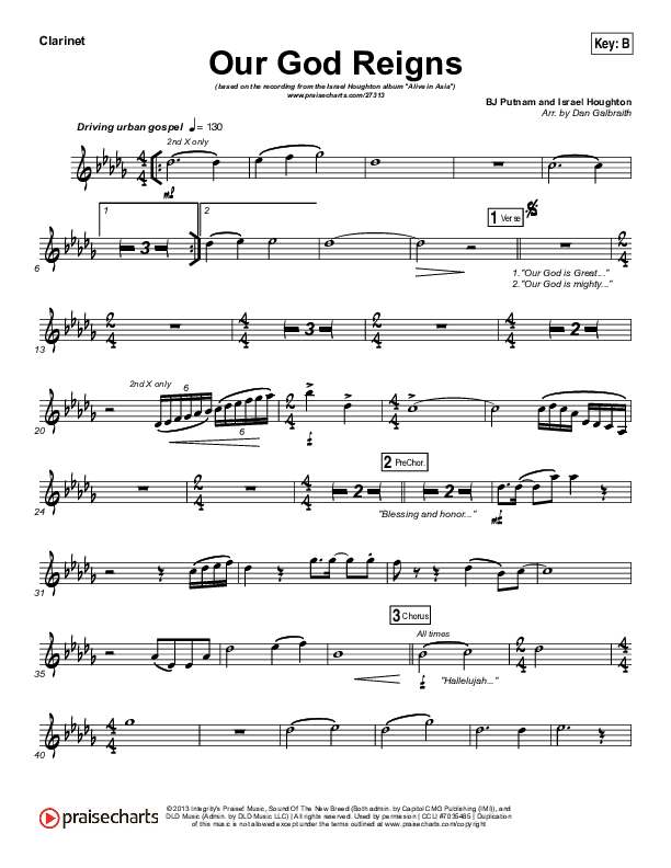 Our God Reigns Clarinet (Israel Houghton)