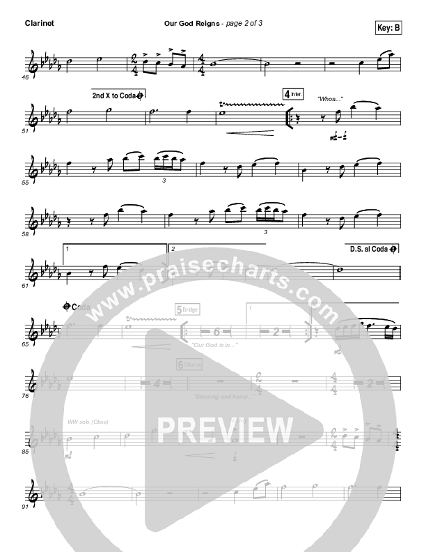 Our God Reigns Clarinet (Israel Houghton)