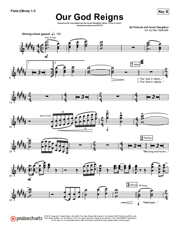 Our God Reigns Flute/Oboe 1/2/3 (Israel Houghton)