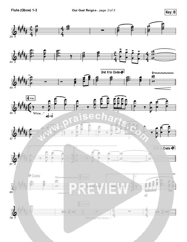 Our God Reigns Flute/Oboe 1/2/3 (Israel Houghton)