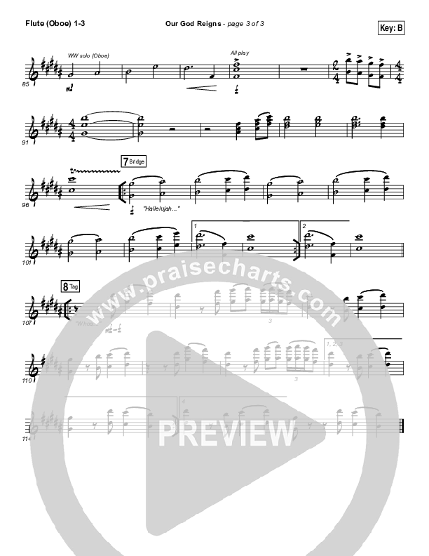 Our God Reigns Flute/Oboe 1/2/3 (Israel Houghton)