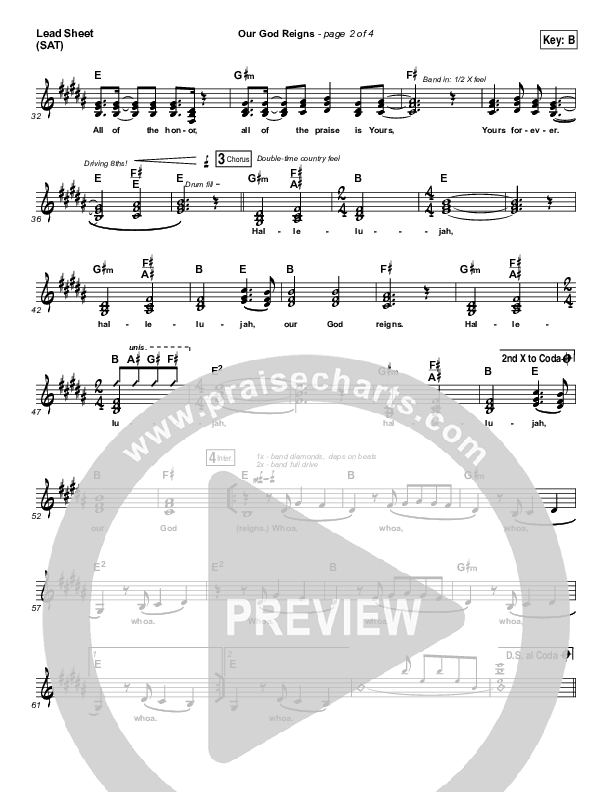 Our God Reigns Lead Sheet (SAT) (Israel Houghton)