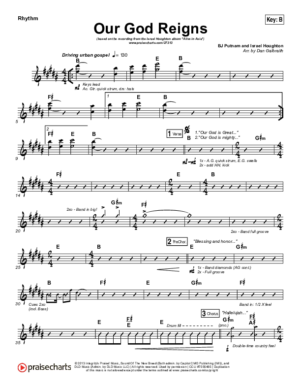Our God Reigns Rhythm Chart (Israel Houghton)