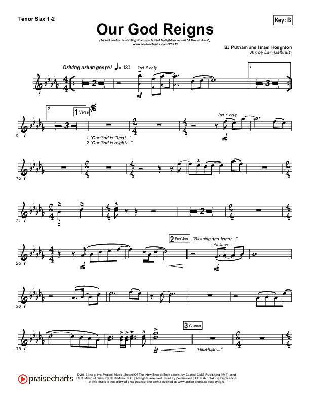 Our God Reigns Tenor Sax 1/2 (Israel Houghton)
