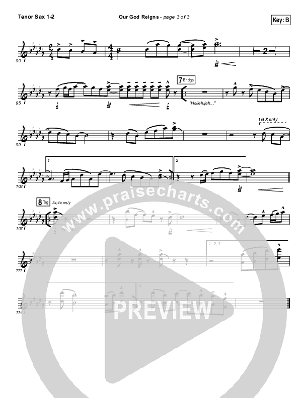 Our God Reigns Tenor Sax 1/2 (Israel Houghton)