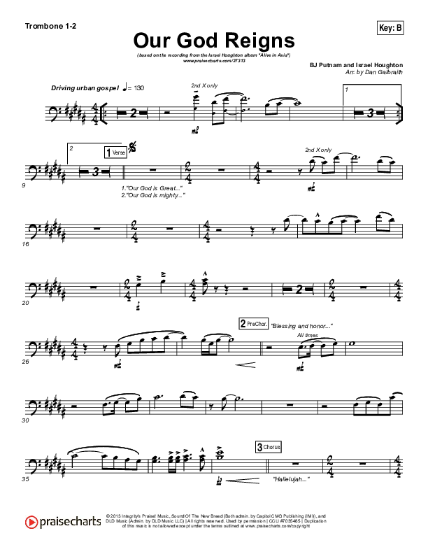 Our God Reigns Trombone 1/2 (Israel Houghton)