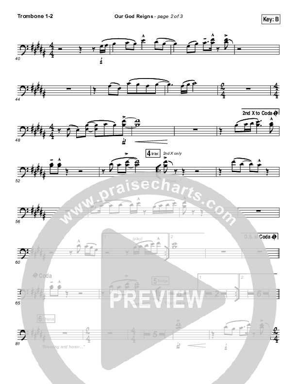 Our God Reigns Trombone 1/2 (Israel Houghton)