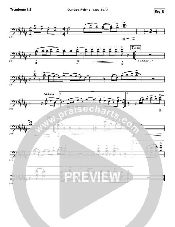 Our God Reigns Trombone 1/2 (Israel Houghton)