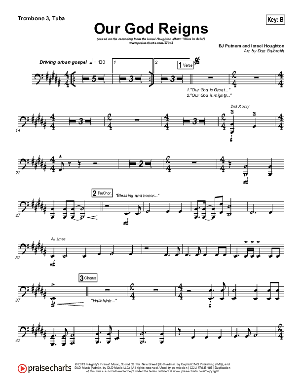 Our God Reigns Trombone 3/Tuba (Israel Houghton)