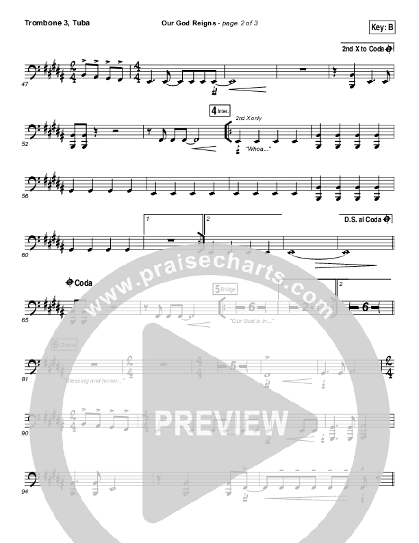 Our God Reigns Trombone 3/Tuba (Israel Houghton)