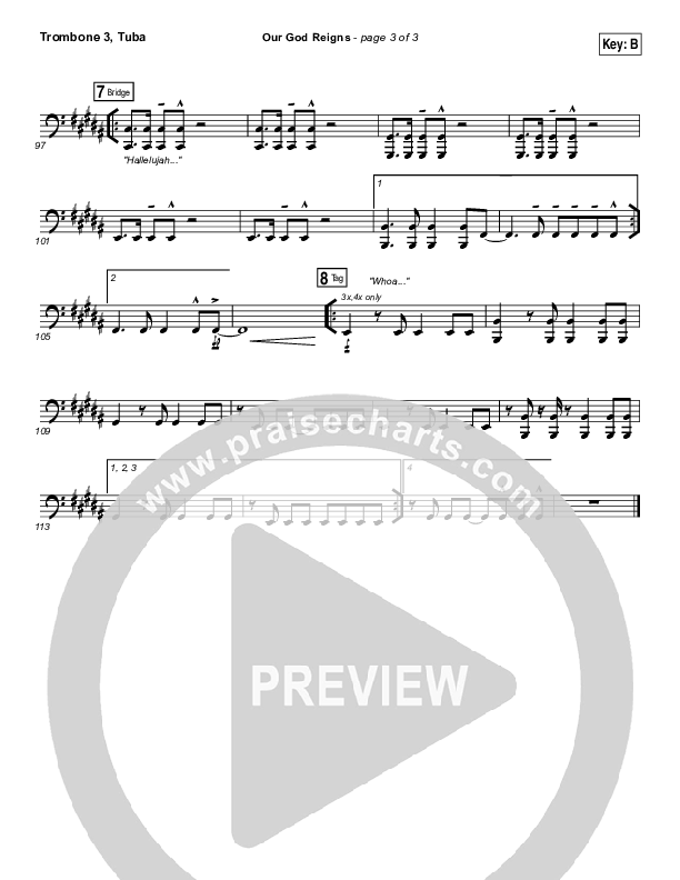 Our God Reigns Trombone 3/Tuba (Israel Houghton)