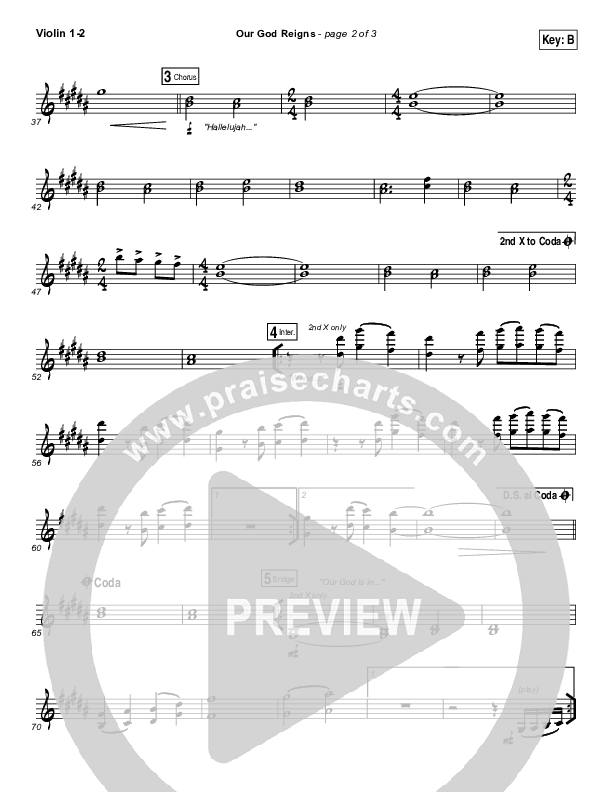 Our God Reigns Violin 1/2 (Israel Houghton)