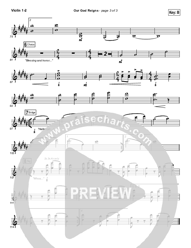 Our God Reigns Violin 1/2 (Israel Houghton)