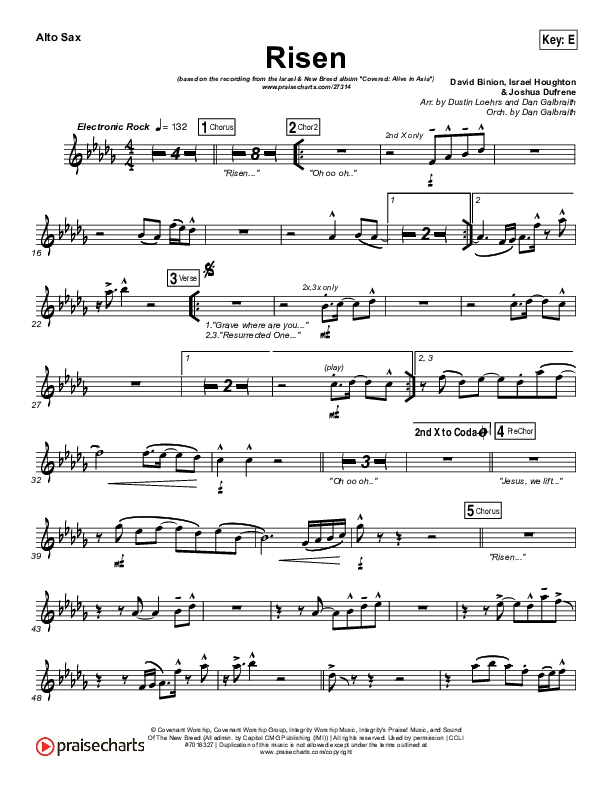 Risen Alto Sax (Israel Houghton)