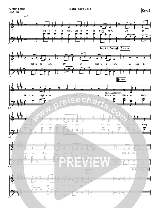 Risen Choir Sheet (SATB) (Israel Houghton)