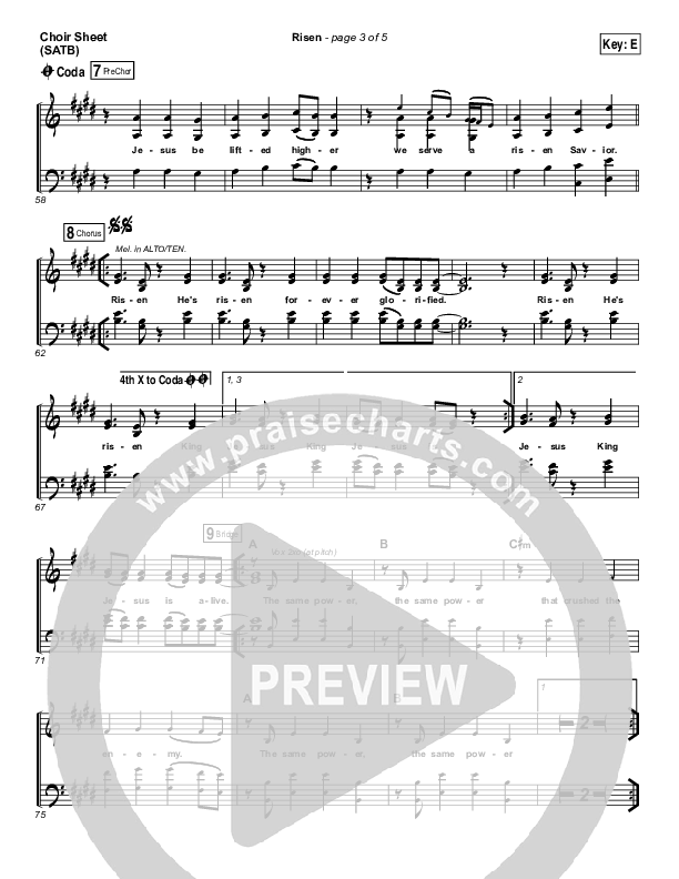Risen Choir Sheet (SATB) (Israel Houghton)