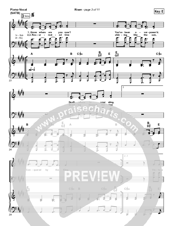 Risen Piano/Vocal (SATB) (Israel Houghton)