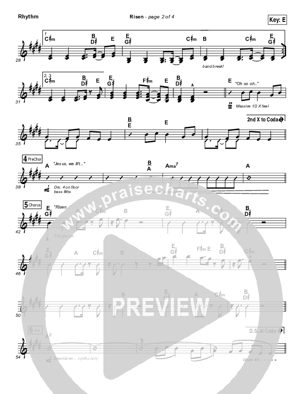 Risen Rhythm Chart (Israel Houghton)