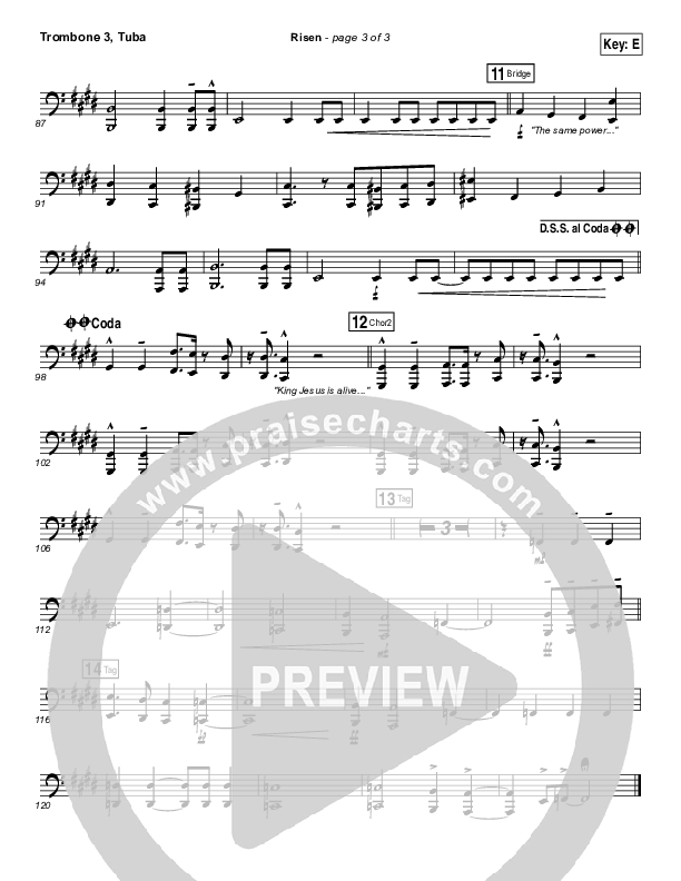 Risen Trombone 3/Tuba (Israel Houghton)