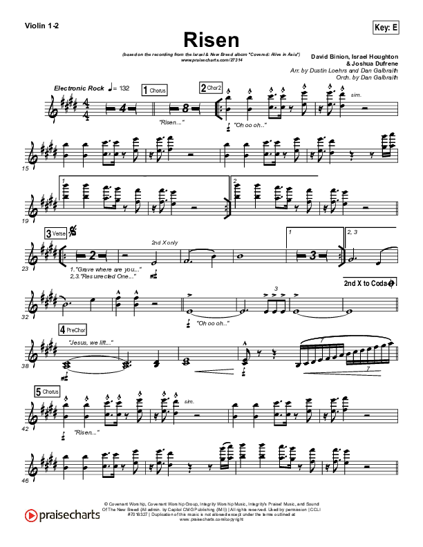 Risen Violin 1/2 (Israel Houghton)