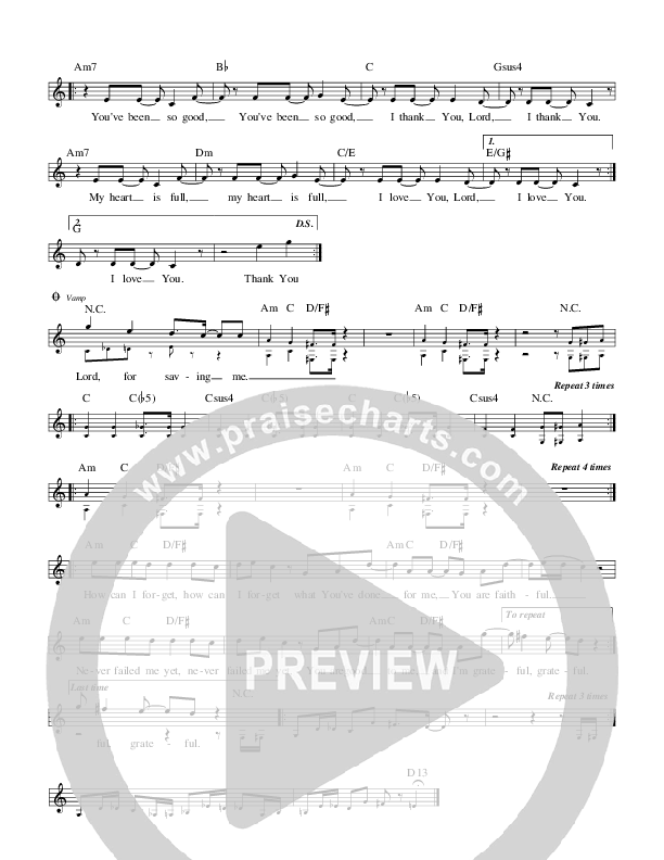 Thank You Lord Lead Sheet (Israel Houghton)