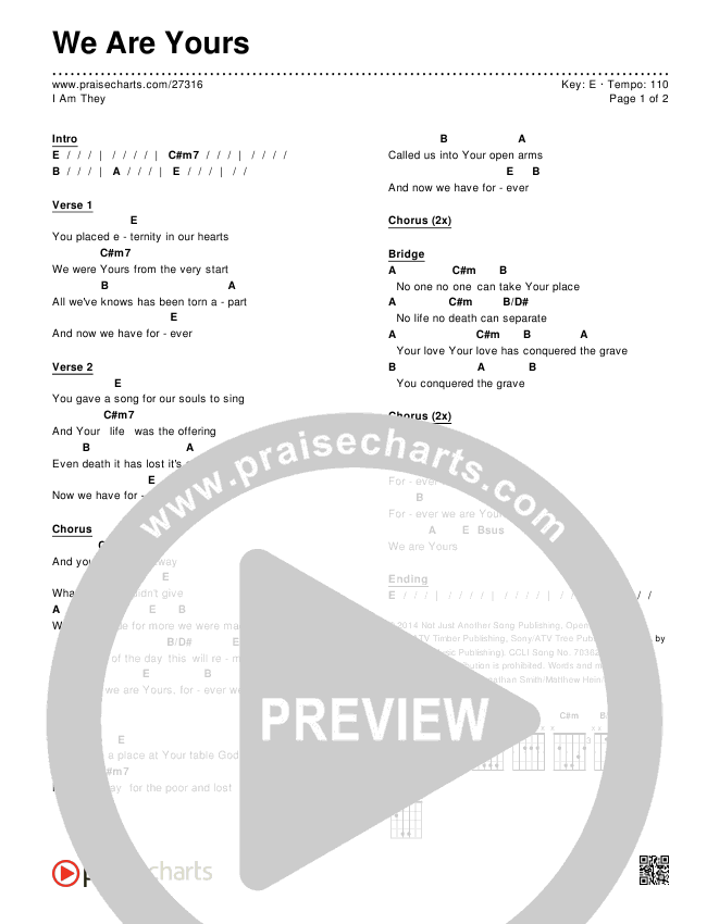 We Are Yours Chords & Lyrics (I Am They)