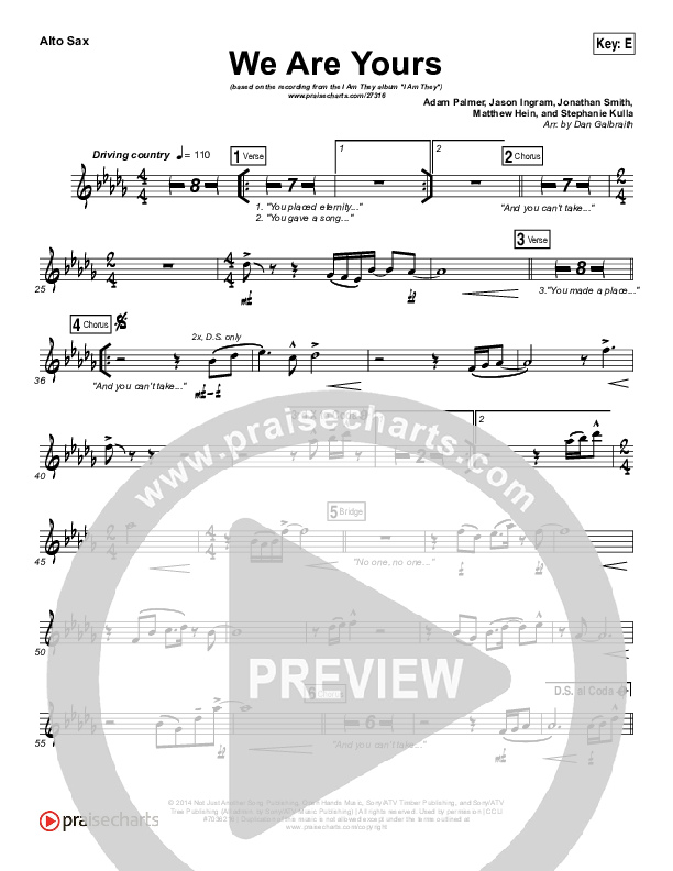 We Are Yours Alto Sax (I Am They)