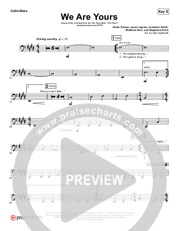 We Are Yours Cello/Bass (I Am They)