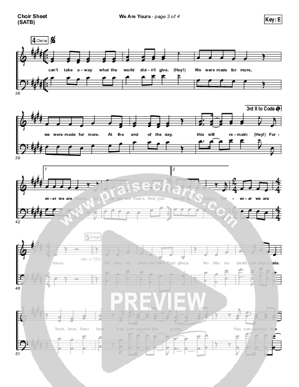 We Are Yours Choir Sheet (SATB) (I Am They)
