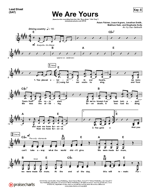 We Are Yours Lead Sheet (SAT) (I Am They)