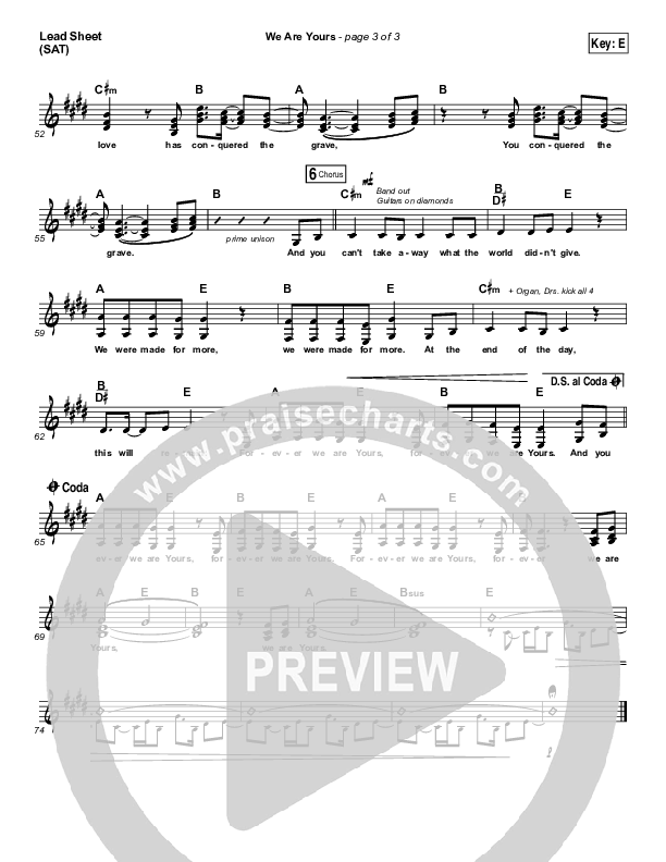 We Are Yours Lead Sheet (SAT) (I Am They)