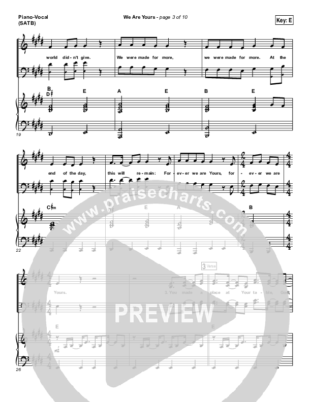We Are Yours Piano/Vocal (SATB) (I Am They)