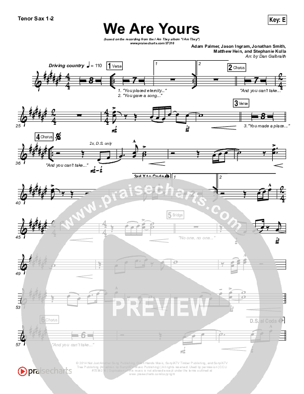 We Are Yours Tenor Sax 1/2 (I Am They)