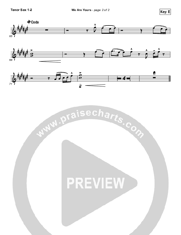 We Are Yours Tenor Sax 1/2 (I Am They)