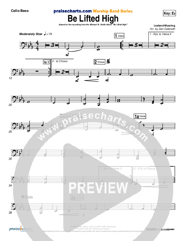 Be Lifted High Cello/Bass (Michael W. Smith)