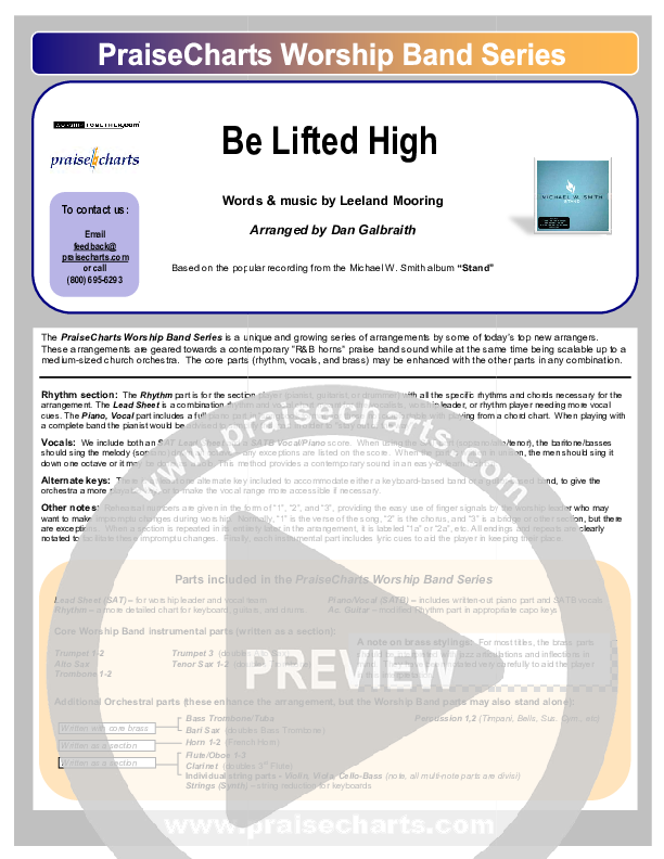 Be Lifted High Cover Sheet (Michael W. Smith)