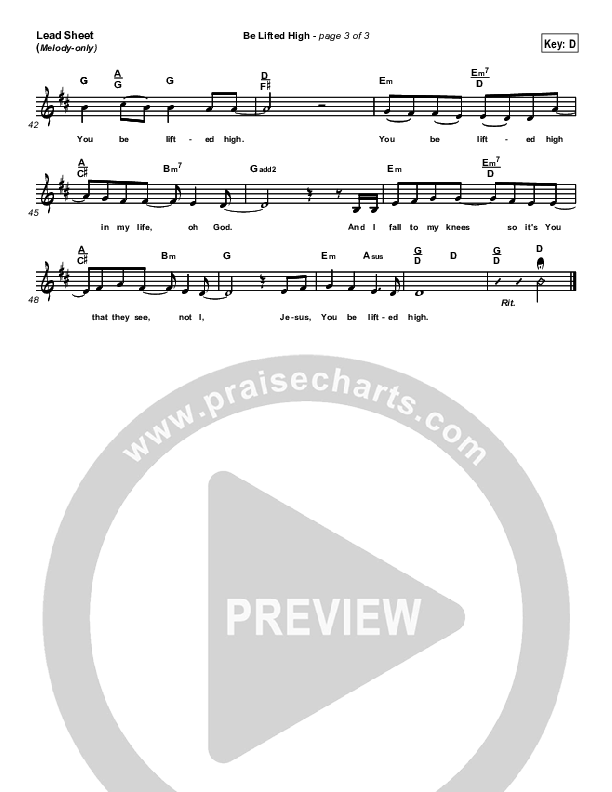 Be Lifted High Lead Sheet (Michael W. Smith)