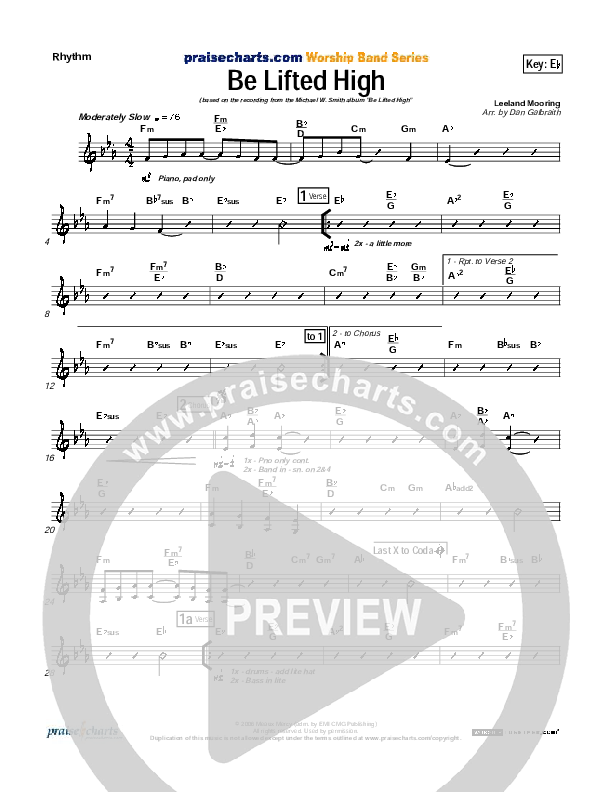 Be Lifted High Rhythm Chart (Michael W. Smith)