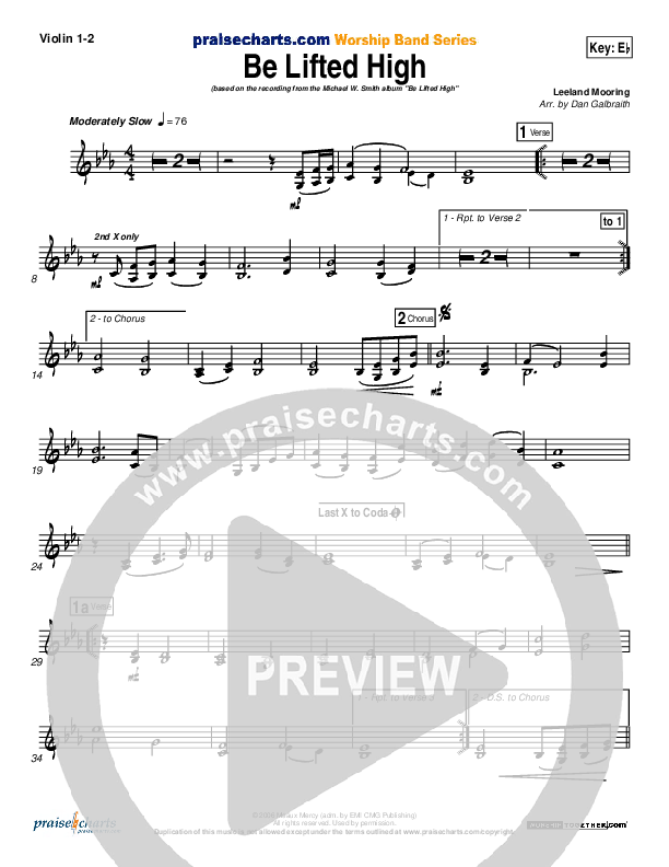 Be Lifted High Violin 1/2 (Michael W. Smith)